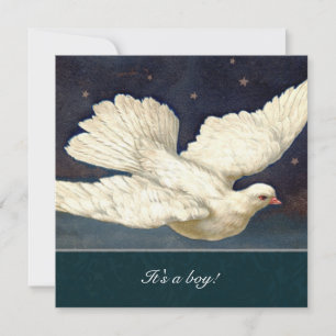 Invitation au Baby shower bleu Dove Vintage