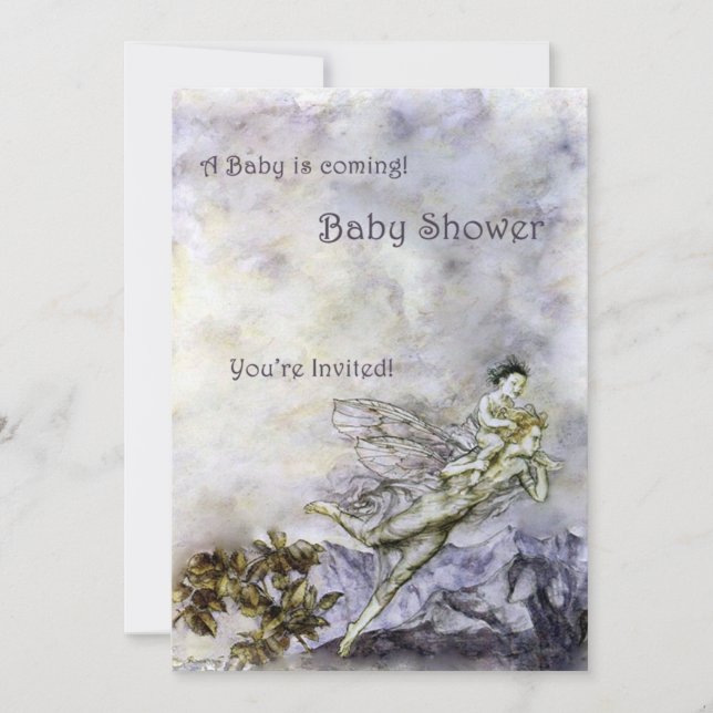 Invitation au Baby shower Blue Fairy Carries (Devant)