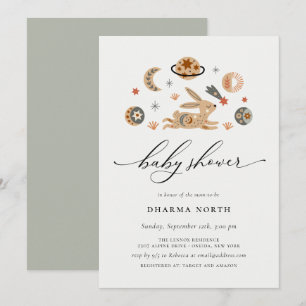 Invitation au Baby shower Boho Celestial Bunny