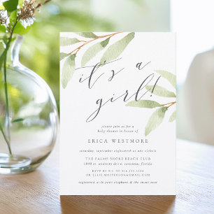 Invitation au Baby shower botanique aérien