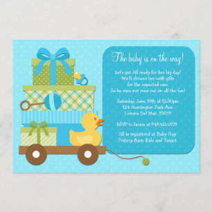 Invitation au Baby shower Boy Duck