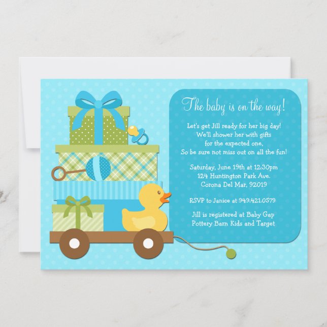 Invitation au Baby shower Boy Duck (Devant)