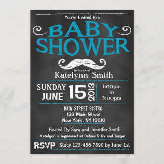 Invitation au Baby shower Chalkboard Mustache