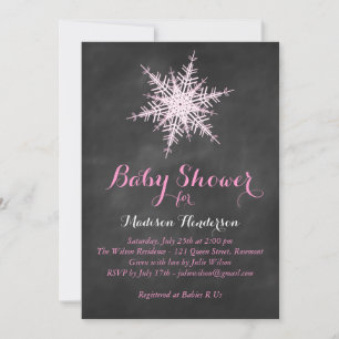 Invitation au Baby shower Chalkboard Snowflake - r