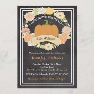 Invitation au Baby shower Citrouille neutre pour l