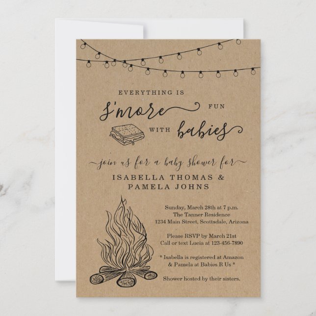 Invitation au Baby shower commun S'mores (Devant)