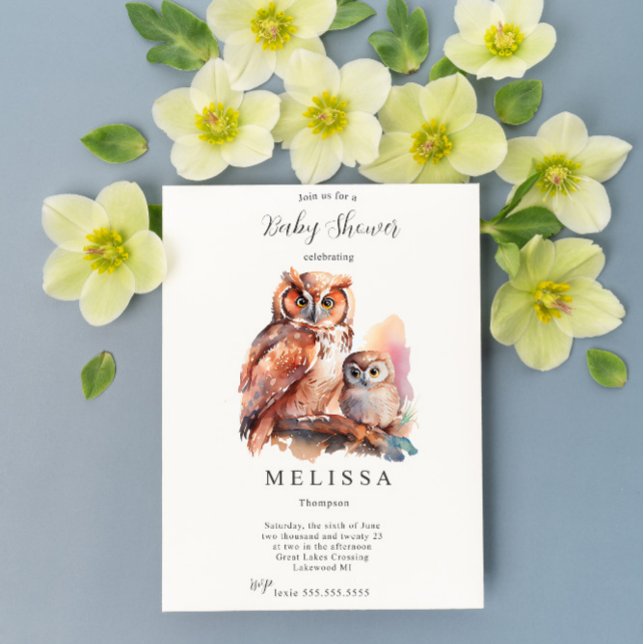 Invitation au Baby shower Cute Owl (Créateur téléchargé)
