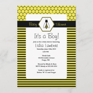 Invitation au Baby shower d'abeilles