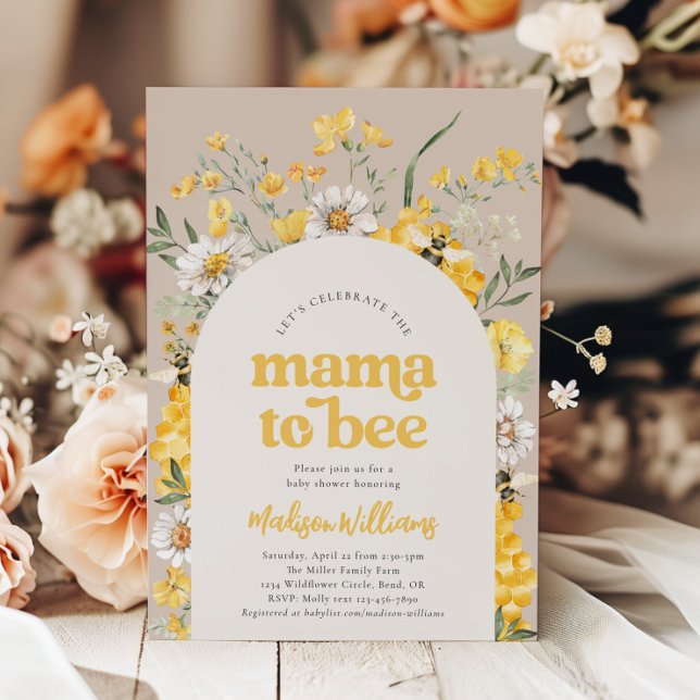 Invitation au Baby shower d'abeilles florales (Créateur téléchargé)