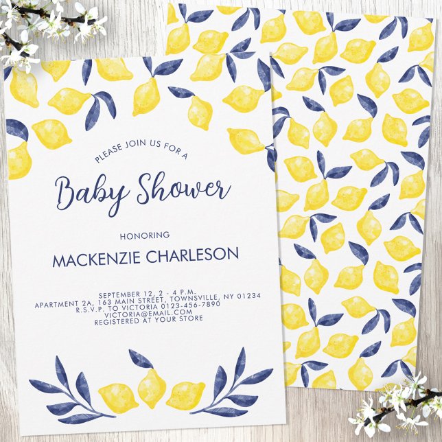Invitation au Baby shower d'aquarelle de citron (Créateur téléchargé)