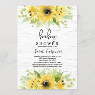 Invitation au Baby shower d'aquarelle de tournesol