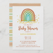 Invitation au Baby shower d'aquarelle Rainbow Boho