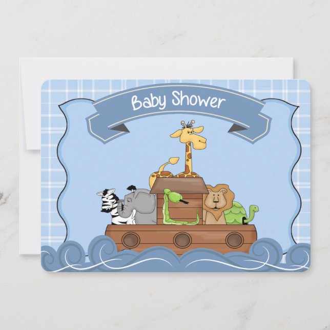 Invitation au Baby shower d'arche de Blue Noah (Devant)