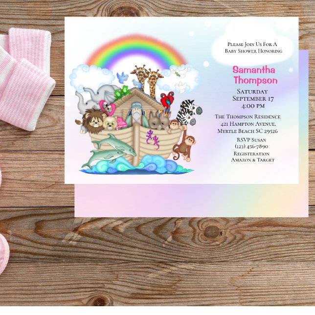 Invitation au Baby shower d'arche de la fille Noah (Créateur téléchargé)