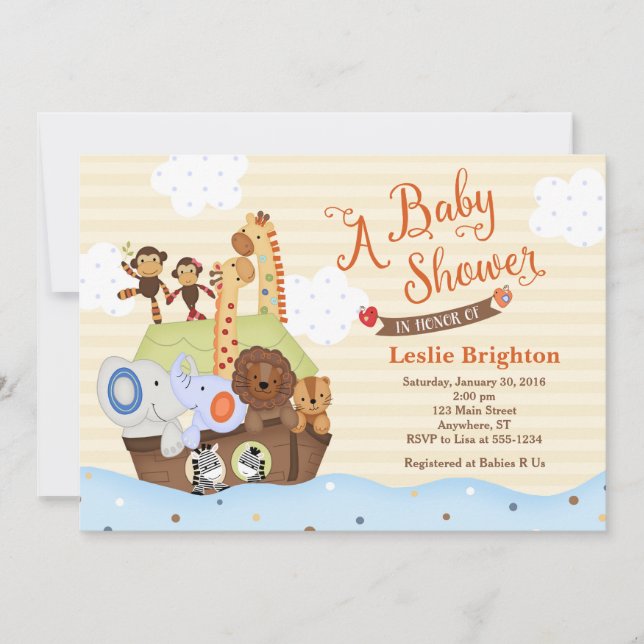 Invitation au Baby shower d'arche SS Noah/Noah (Devant)