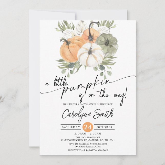 Invitation au Baby shower d'automne du petit Citro (Devant)