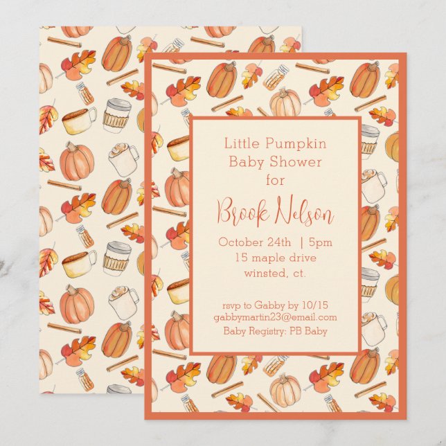 Invitation au Baby shower d'automne du petit Citro (Devant / Derrière)