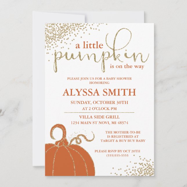 Invitation au Baby shower d'automne du petit Citro (Devant)