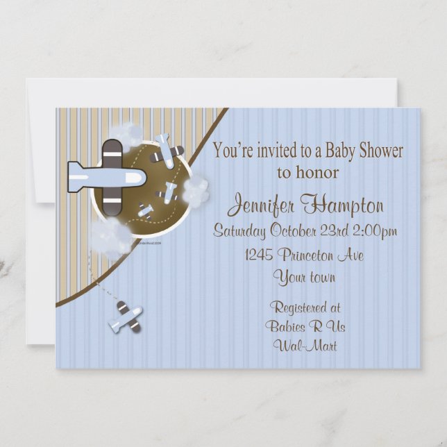 Invitation au Baby shower d'avion (Devant)
