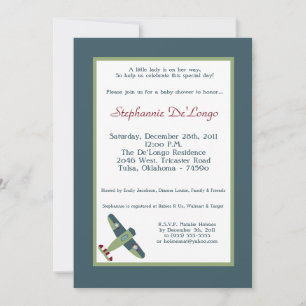 Invitation au Baby shower d'avion Vintage