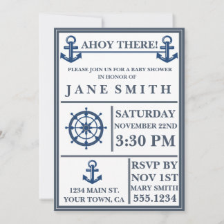 Invitation au Baby shower de Ancre nautique