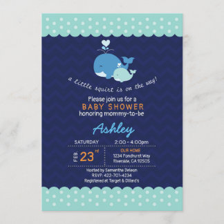 invitation au baby shower de baleine