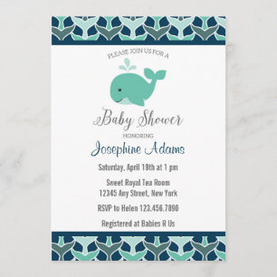 Invitation au Baby shower de baleines nautiques