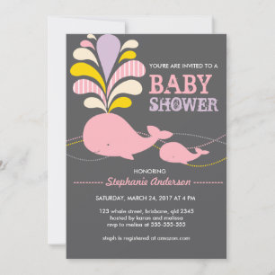 Invitation au baby shower de baleines sur mesure