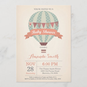 Invitation au Baby shower de ballon à air chaud