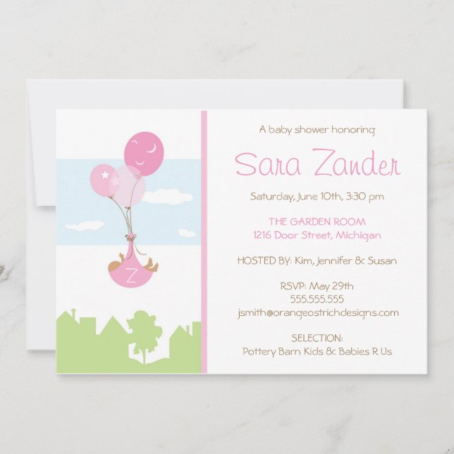 Invitation au Baby shower de ballons Monogrammes - (Devant)
