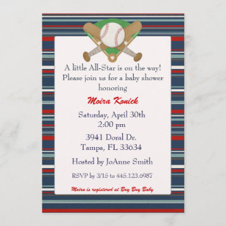 Invitation au baby shower de base-ball All Star