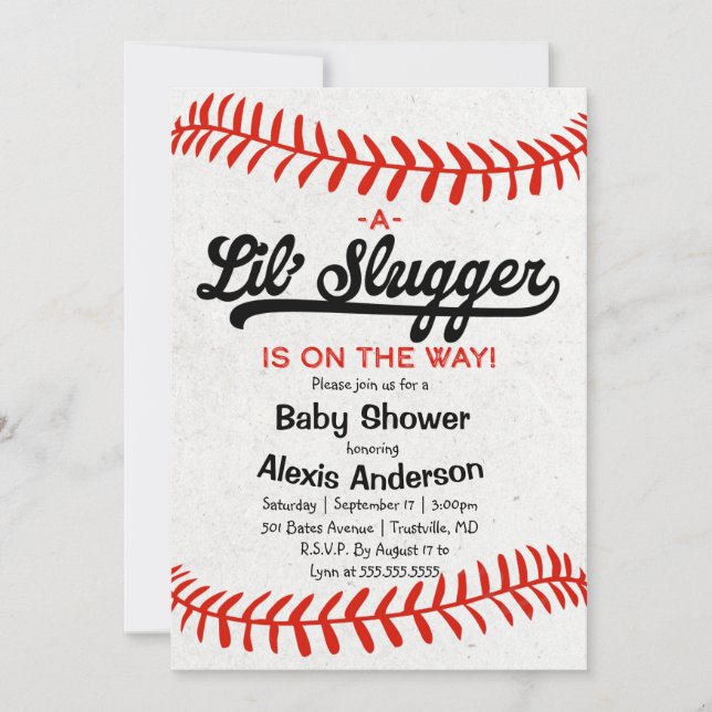 Invitation au Baby shower de baseball Little Slugg (Devant)