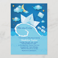 Invitation au Baby shower de bateau à voile papier