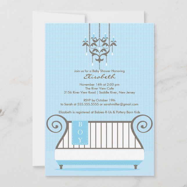 Invitation au Baby shower de bébé chic Blue Baby (Devant)