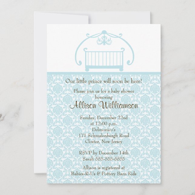 Invitation au Baby shower de bébé Damask Baby (Devant)