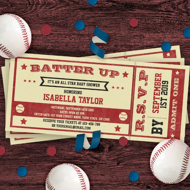 Invitation au Baby shower de billets de base-ball  (Créateur téléchargé)