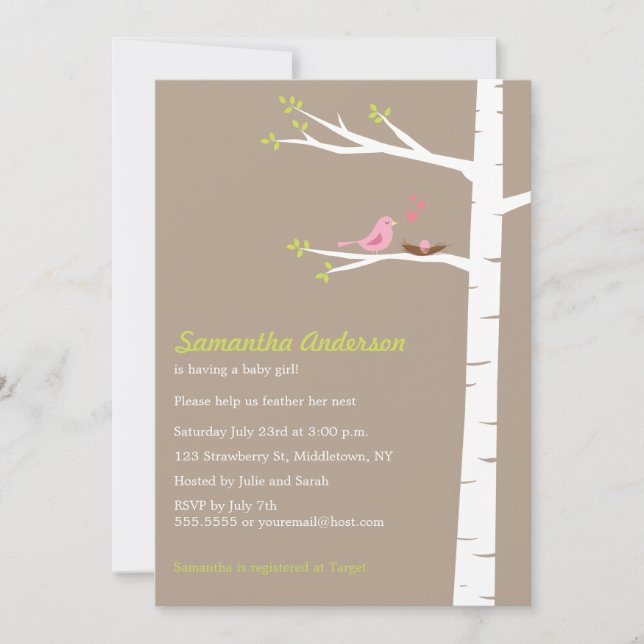 Invitation au Baby shower de Birch Bird Modern - G (Devant)