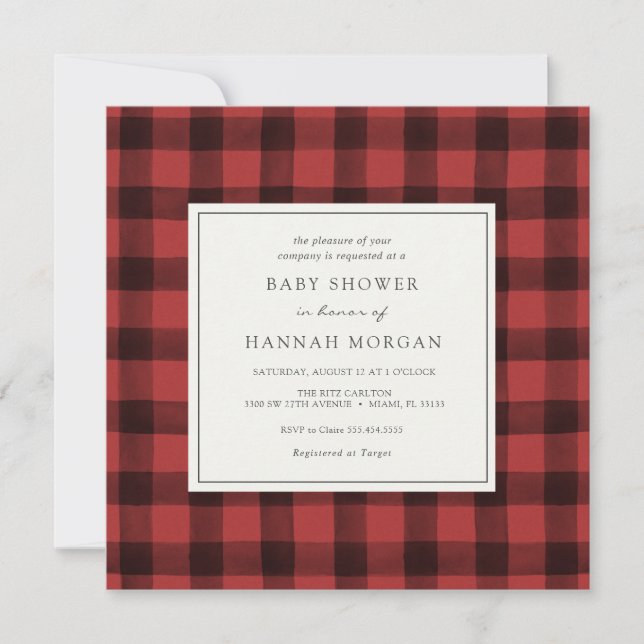 Invitation au Baby shower de Buffalo Rouge (Devant)
