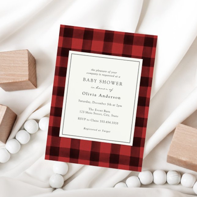 Invitation au Baby shower de Buffalo Rouge (Créateur téléchargé)