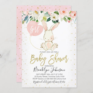 Invitation au Baby shower de Bunny de fleurs de fi