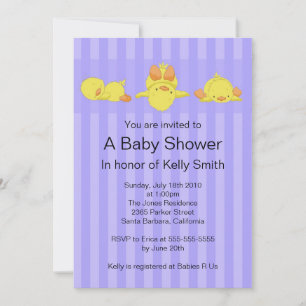 Invitation au Baby shower de canard jaune