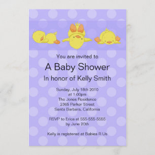Invitation au Baby shower de canard jaune