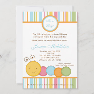 Invitation au Baby shower de chenilles de printemp