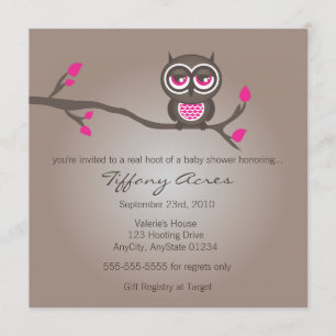Invitation au Baby shower de Chouette Brown et ros