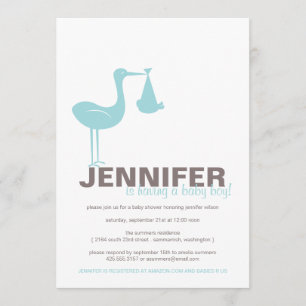 Invitation au Baby shower de cigogne