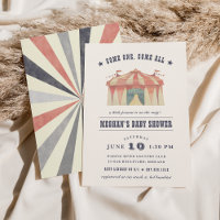 Invitation au Baby shower de cirque vintage