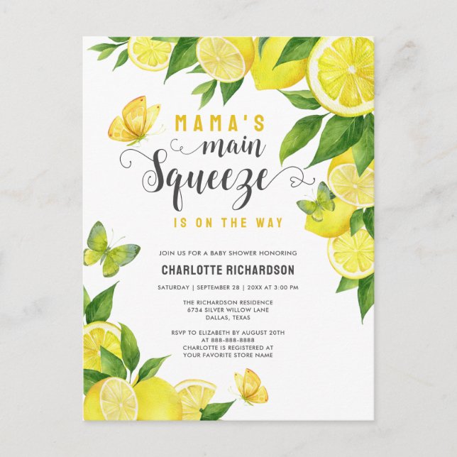 Invitation au Baby shower de citron de la Squeeze  (Devant)