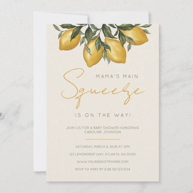 Invitation au Baby shower de citron de la Squeeze  (Devant)