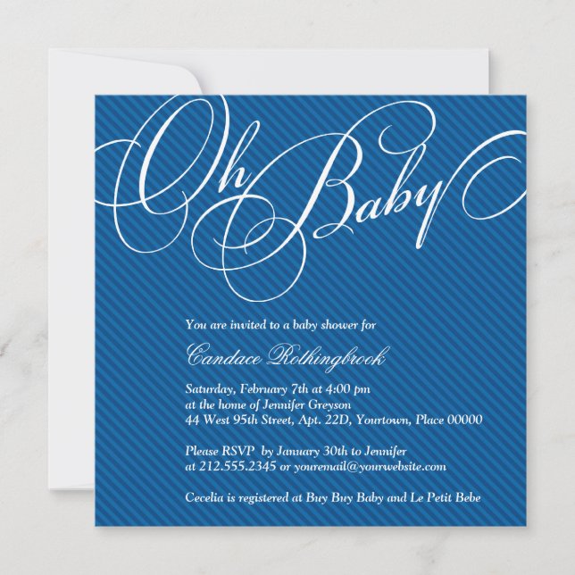 Invitation au Baby shower de Cobalt pour des scéna (Devant)