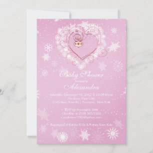 Invitation au Baby shower de coeur des flocons d'h